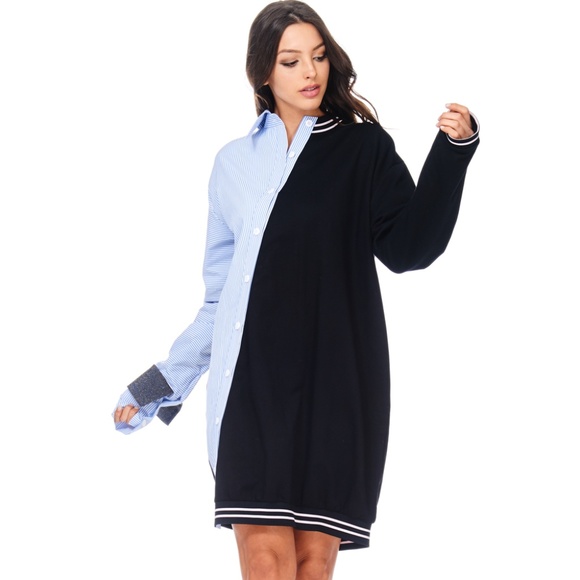 TOV Night Shirt Varsity One Piece Shirt Dress - Picture 2 of 8